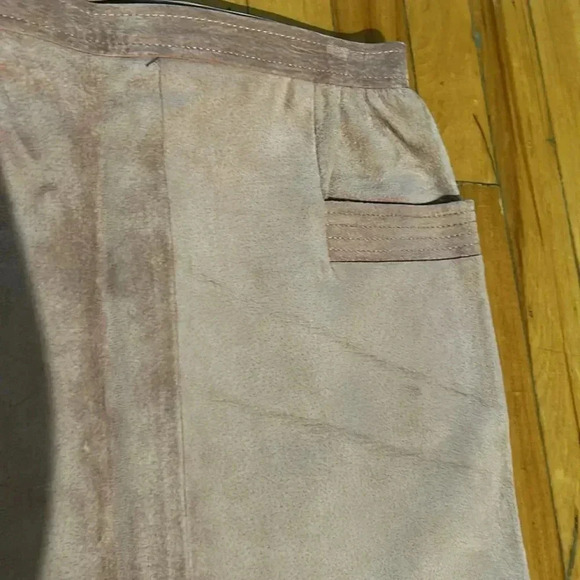 Vintage holt renfrew suede blush pink midi skirt middle slit in front - Picture 3 of 6